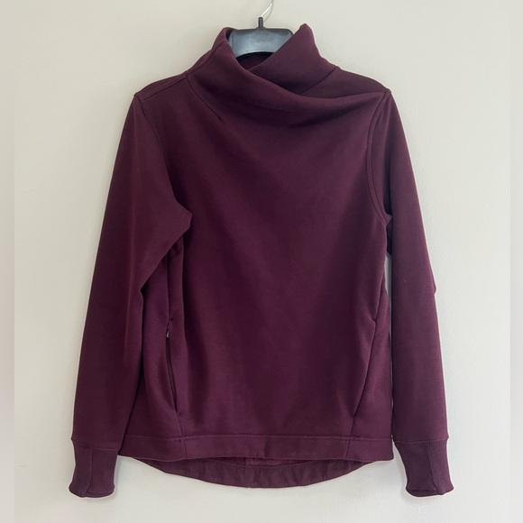 Athleta Cozy Karma Twist Neck Sweatshirt in Burgundy "Spiced Cabernet", size XXS - Picture 3 of 11